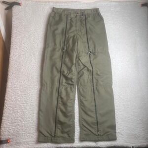 Y2K Ram jeans wear men's green WW2 A-11 flight pants baggy wide leg zippers 32